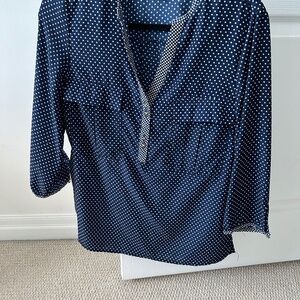 Navy Polka Dot Women's Top